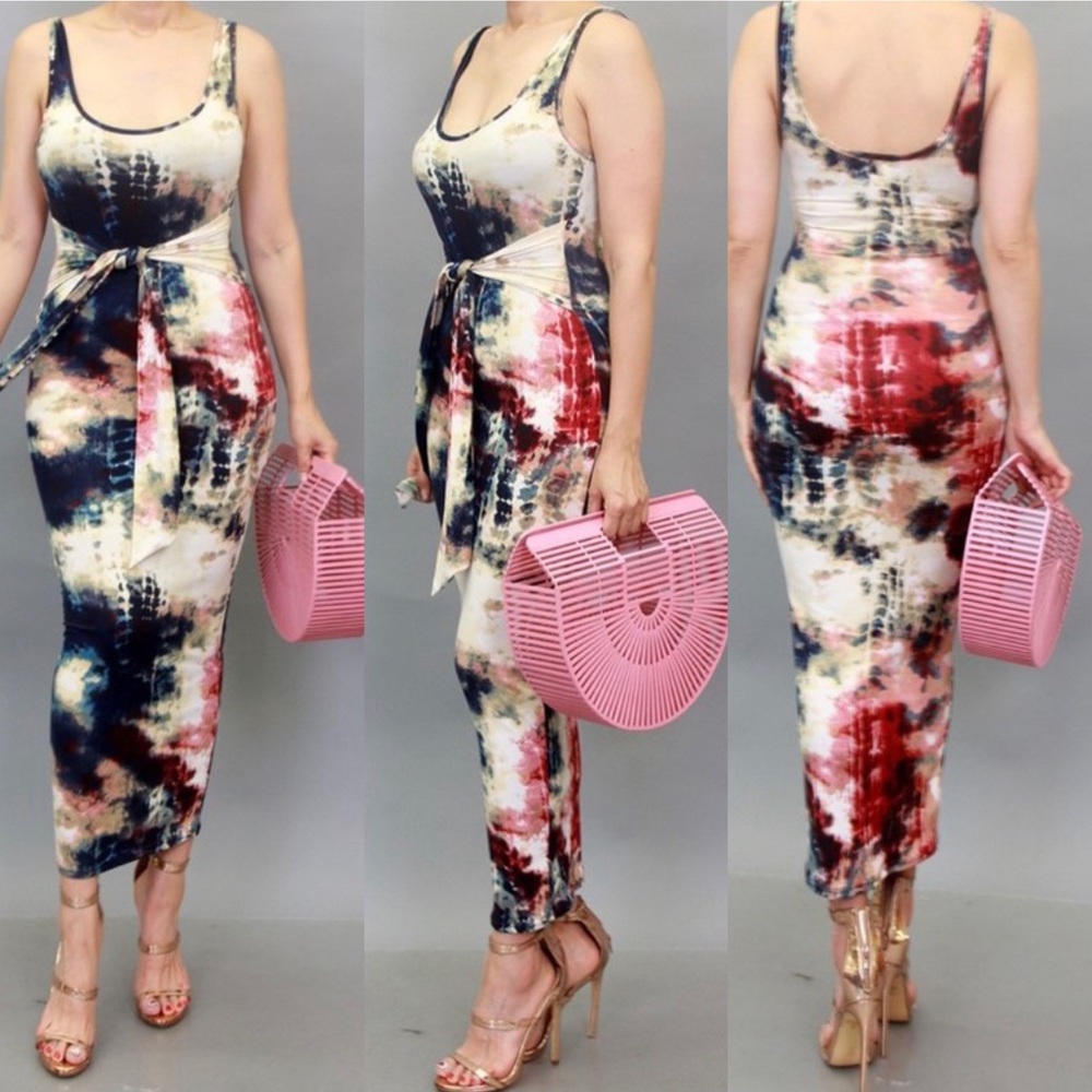 Tie front midi Tie dye dress